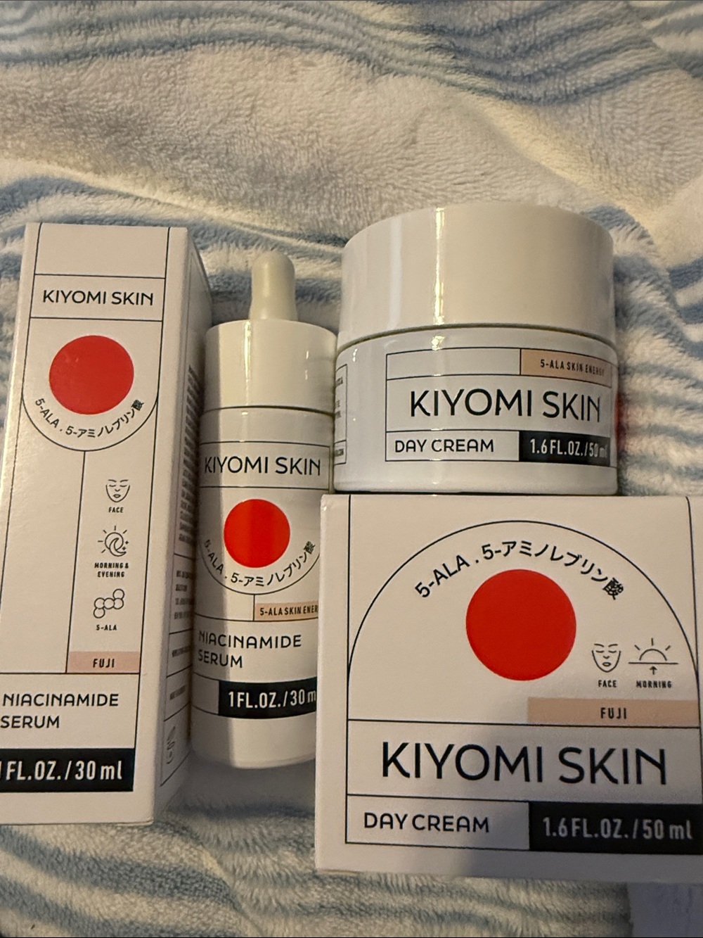 Kiyomi Skin Niacinamide Serum & Day Cream — White with Red Accent